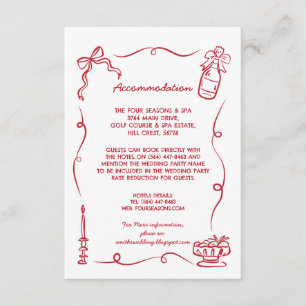 Accommodation Wedding RSVP Whimsical Hand Drawn Enclosure Card