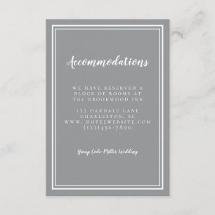 Accommodations Simple Grey Modern Wedding Guest Enclosure Card