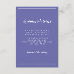 Accommodations Simple Periwinkle Blue Wedding Enclosure Card