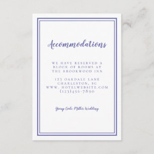 Accommodations Simple Periwinkle Detail Wedding Enclosure Card