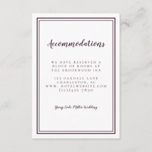 Accommodations Simple Purple Wedding Minimalist Enclosure Card