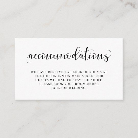 Accommodations Wedding Invitation Insert Card | Zazzle.co.uk