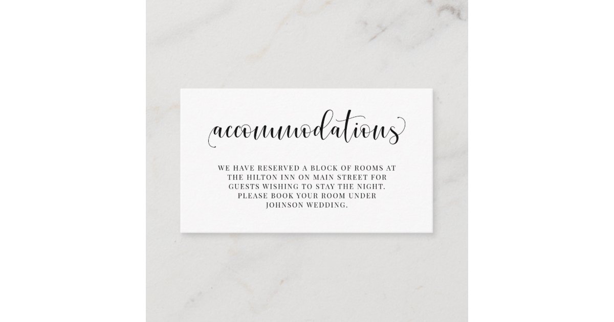 Accommodations Wedding Invitation Insert Card | Zazzle.co.uk