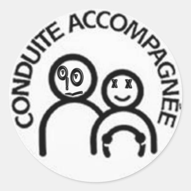 accompanied driving classic round sticker (Front)