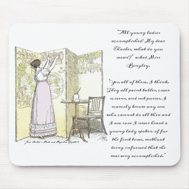 Accomplished Ladies, Jane Austen Pride & Prejudice Mouse Mat (Front)