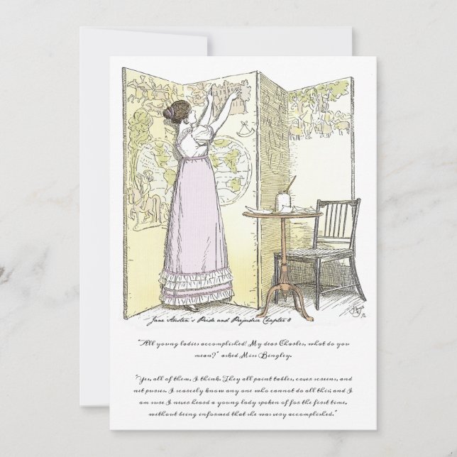 Accomplished Ladies, Jane Austen Pride & Prejudice Thank You Card (Front)