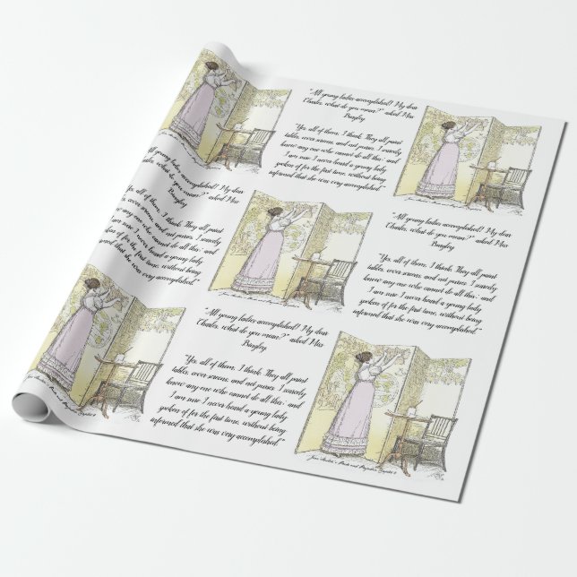 Accomplished Ladies, Jane Austen Pride & Prejudice Wrapping Paper (Unrolled)