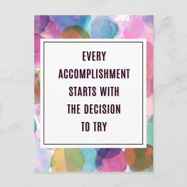 Accomplishment Inspirational Quote Postcard (Front)