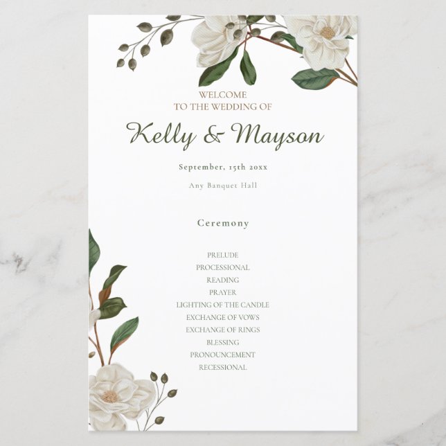 Accord of pastel colours Wedding programs (Front)