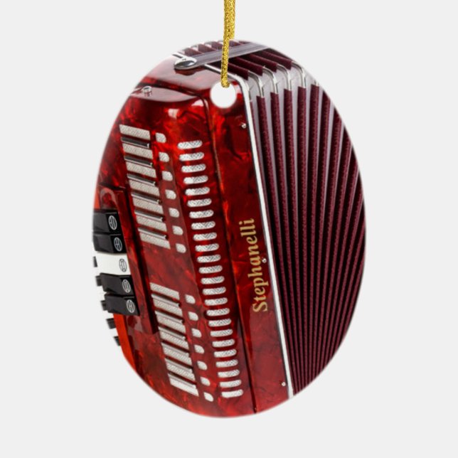 ACCORDIAN MUSICAL INSTRUMENT CERAMIC TREE DECORATION (Front)
