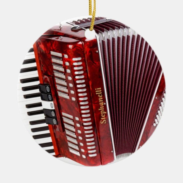 ACCORDIAN MUSICAL INSTRUMENT CERAMIC TREE DECORATION (Front)