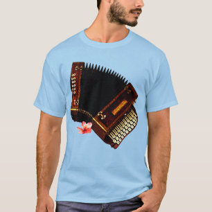 Accordion and Plumeria - Musical Instrument T-Shirt