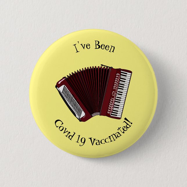Accordion cartoon illustration 6 cm round badge (Front)
