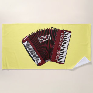 Accordion cartoon illustration beach towel
