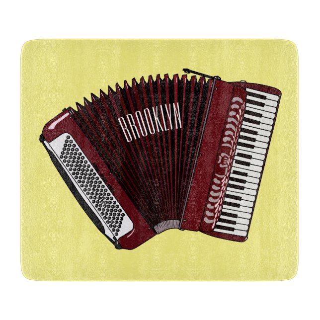 Accordion cartoon illustration cutting board (Front)