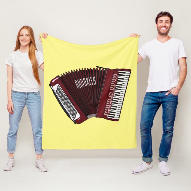 Accordion cartoon illustration fleece blanket (In Situ)