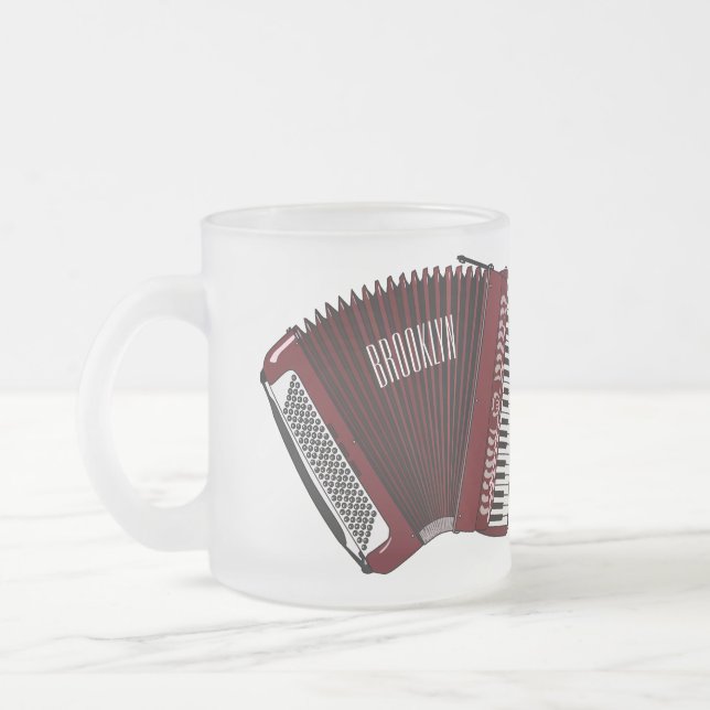 Accordion cartoon illustration frosted glass coffee mug (Left)