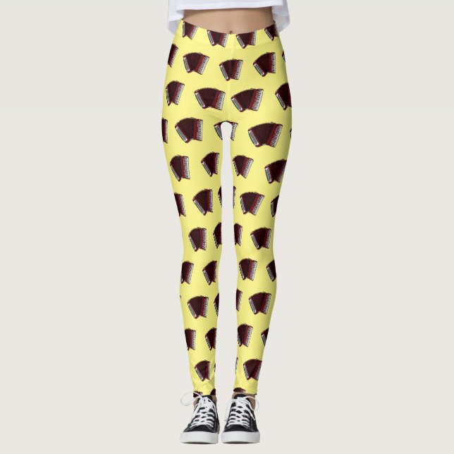 Accordion cartoon illustration leggings (Front)