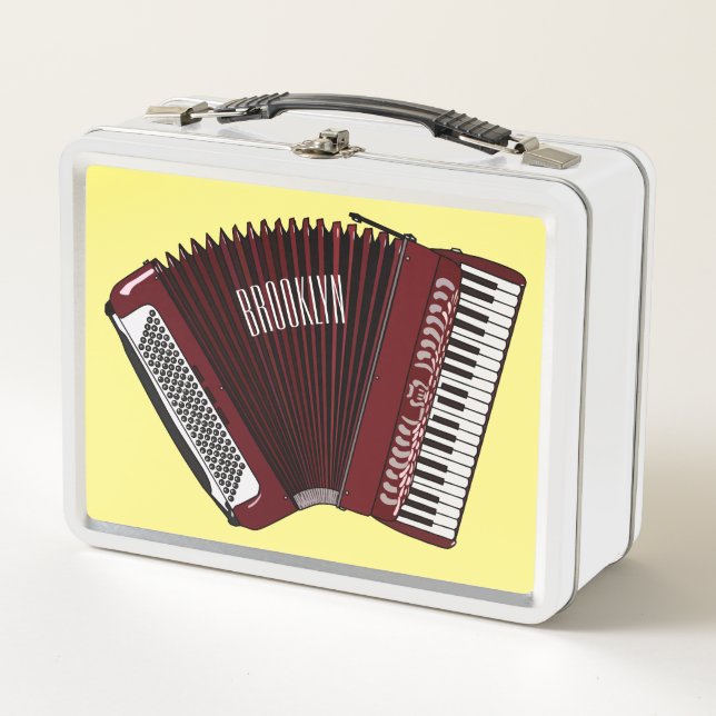 Accordion cartoon illustration metal lunch box (Front)