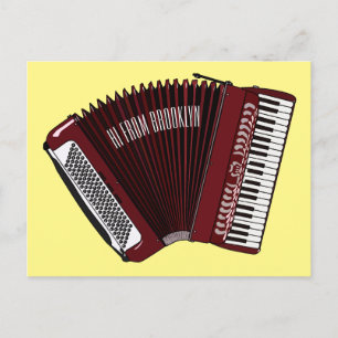 Accordion cartoon illustration postcard