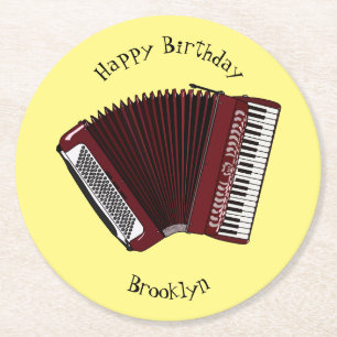 Accordion cartoon illustration round paper coaster