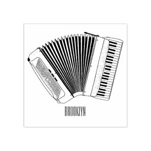 Accordion cartoon illustration rubber stamp
