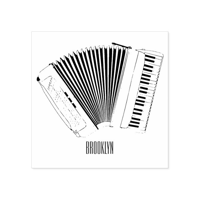 Accordion cartoon illustration rubber stamp (Imprint)