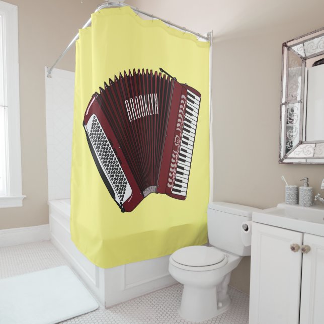 Accordion cartoon illustration shower curtain (In Situ)