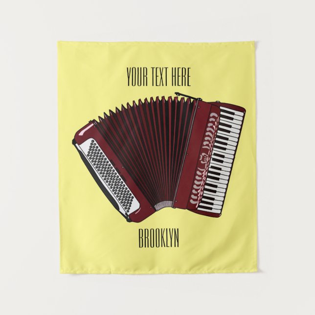 Accordion cartoon illustration tapestry (Front)