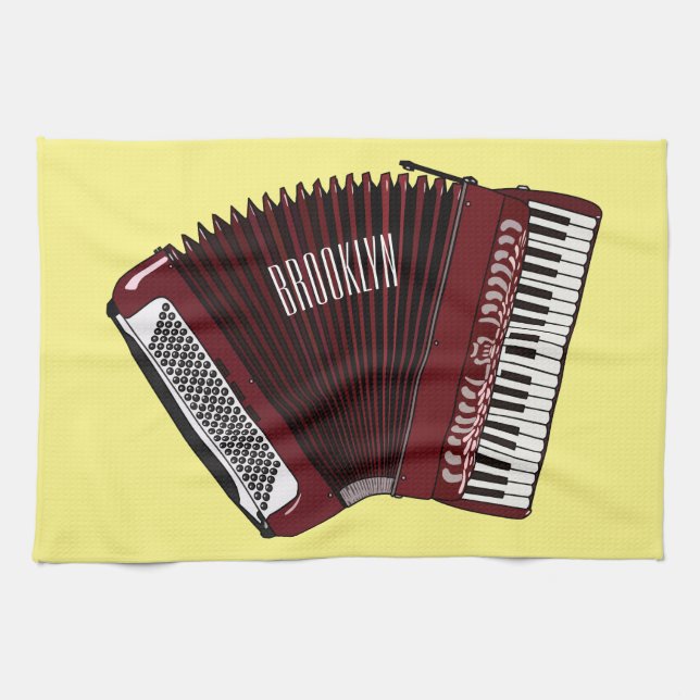 Accordion cartoon illustration tea towel (Horizontal)