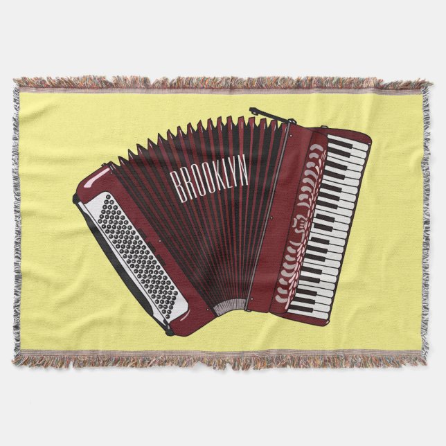 Accordion cartoon illustration throw blanket (Front)