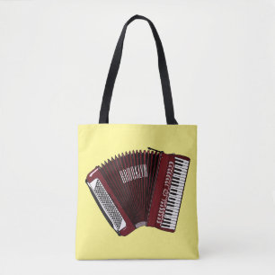 Accordion cartoon illustration tote bag