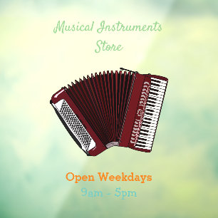 Accordion cartoon illustration window cling
