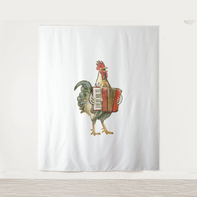 Accordion Chicken Shirt, Chicken Shirt, Chicken Mu Tapestry (Front)