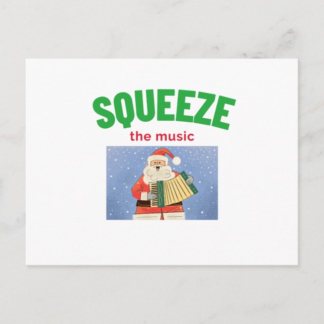 Accordion Christmas Squeeze the Music Holiday Postcard (Front)