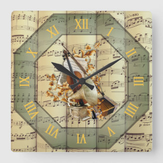 Accordion ~ Edison Phonograph ~ Cello ~ Square Wall Clock