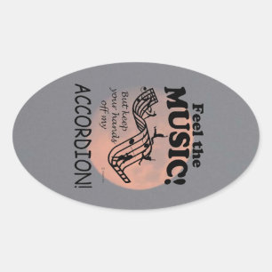 Accordion Feel The Music Oval Sticker
