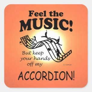 Accordion Feel The Music Square Sticker