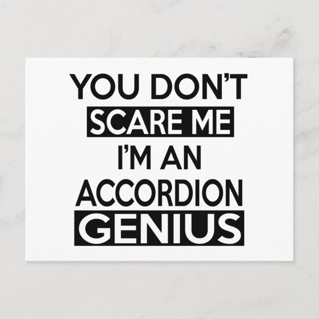 ACCORDION GENIUS DESIGNS POSTCARD (Front)