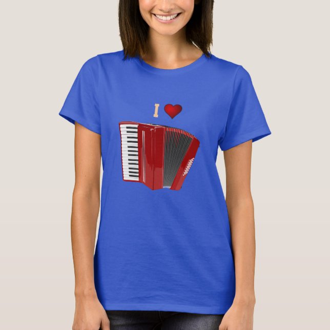 Accordion: I Love My Red Accordion t-shirt (Front)