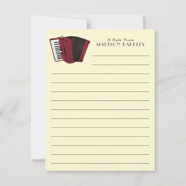 Accordion Instrument Musician Music Teacher Thank You Card (Front)