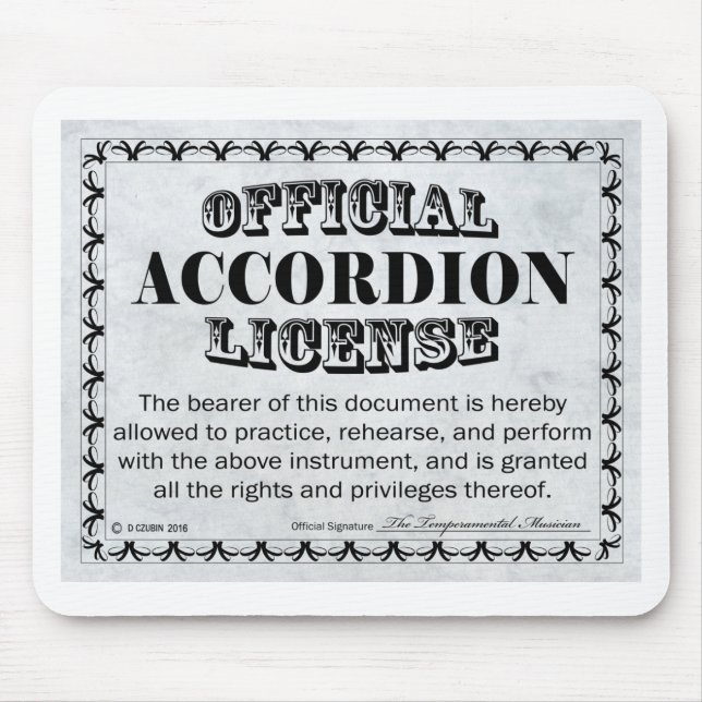 Accordion License Mouse Mat (Front)