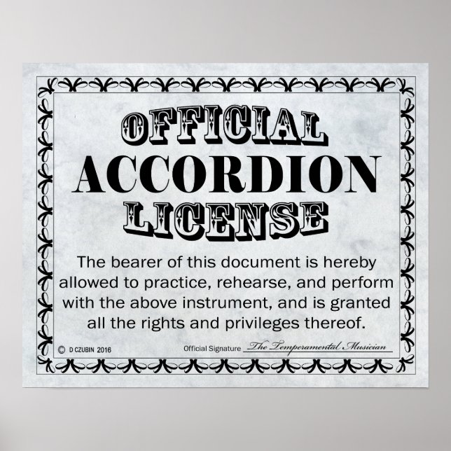 Accordion License Poster (Front)
