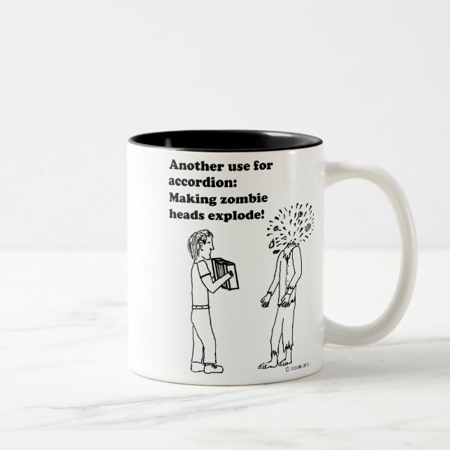 Accordion Makes Zombies Explode Two-Tone Coffee Mug (Right)