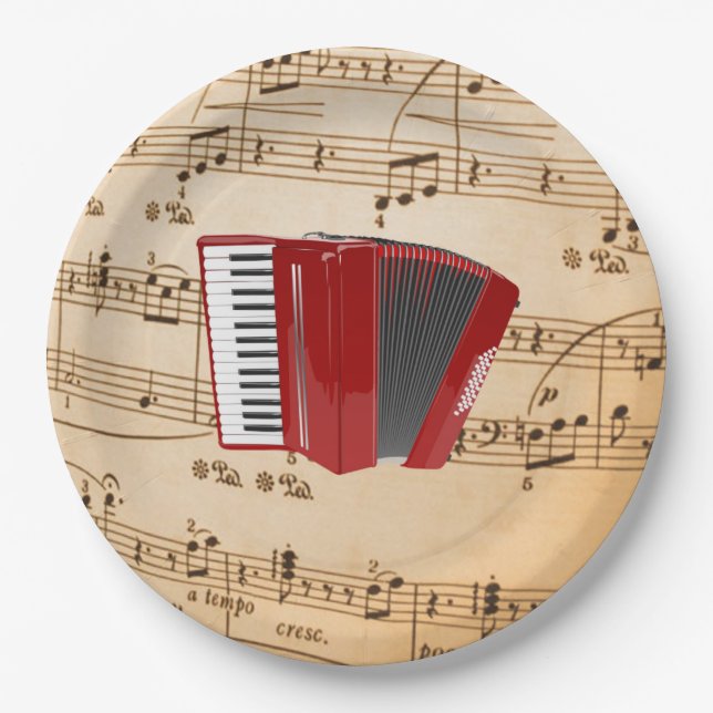 Accordion Music, popular design, Paper Plate (Front)