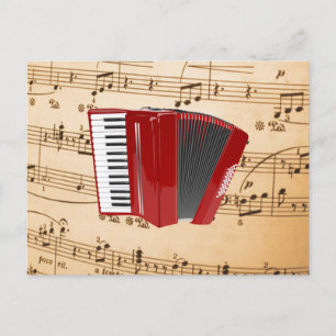 Accordion Music, popular design, Postcard