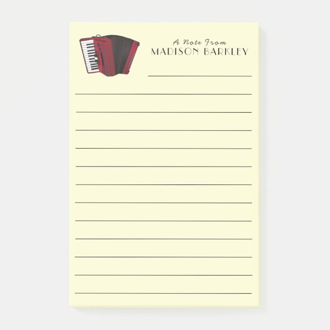 Accordion Music Teacher Post-it Notes (Front)