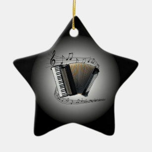 Accordion ~  Musical Globe ~ Musical Scale ~ Ceramic Tree Decoration