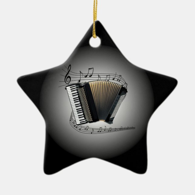 Accordion ~  Musical Globe ~ Musical Scale ~ Ceramic Tree Decoration (Front)