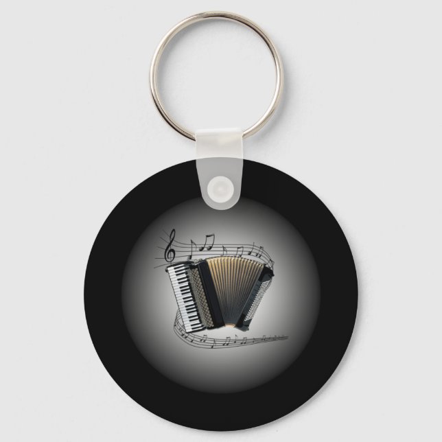 Accordion ~ Musical Globe ~ Musical Scale ~ Key Ring (Front)